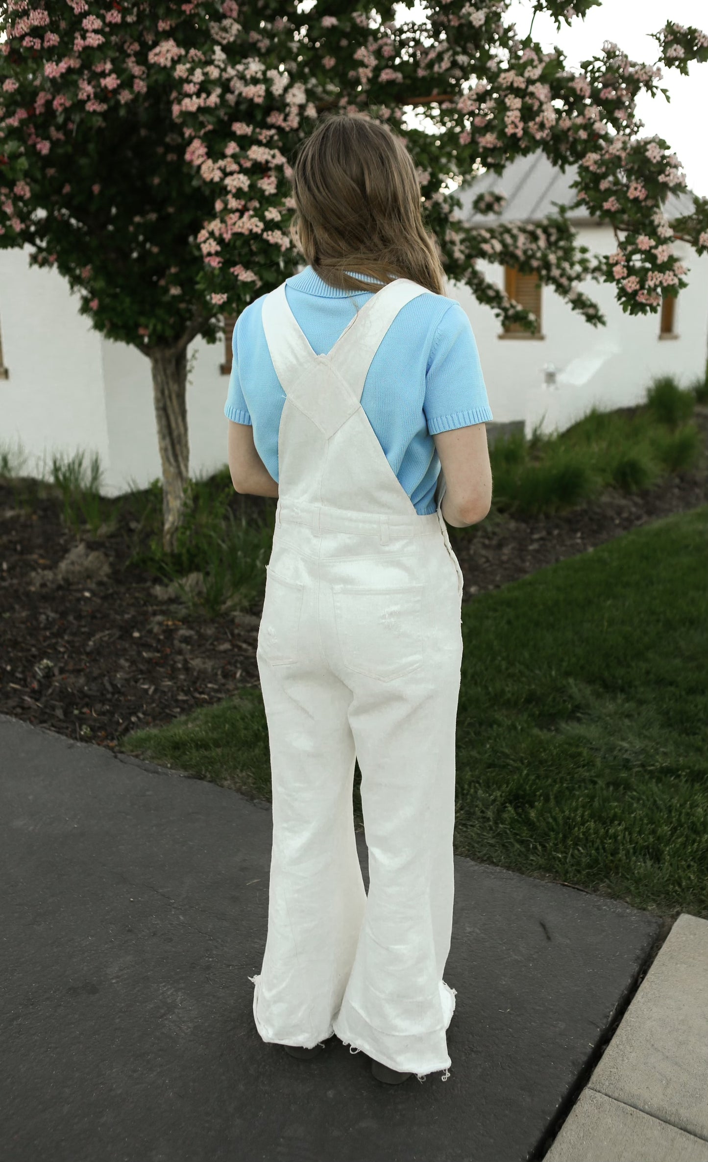 Nora Denim Overalls - White