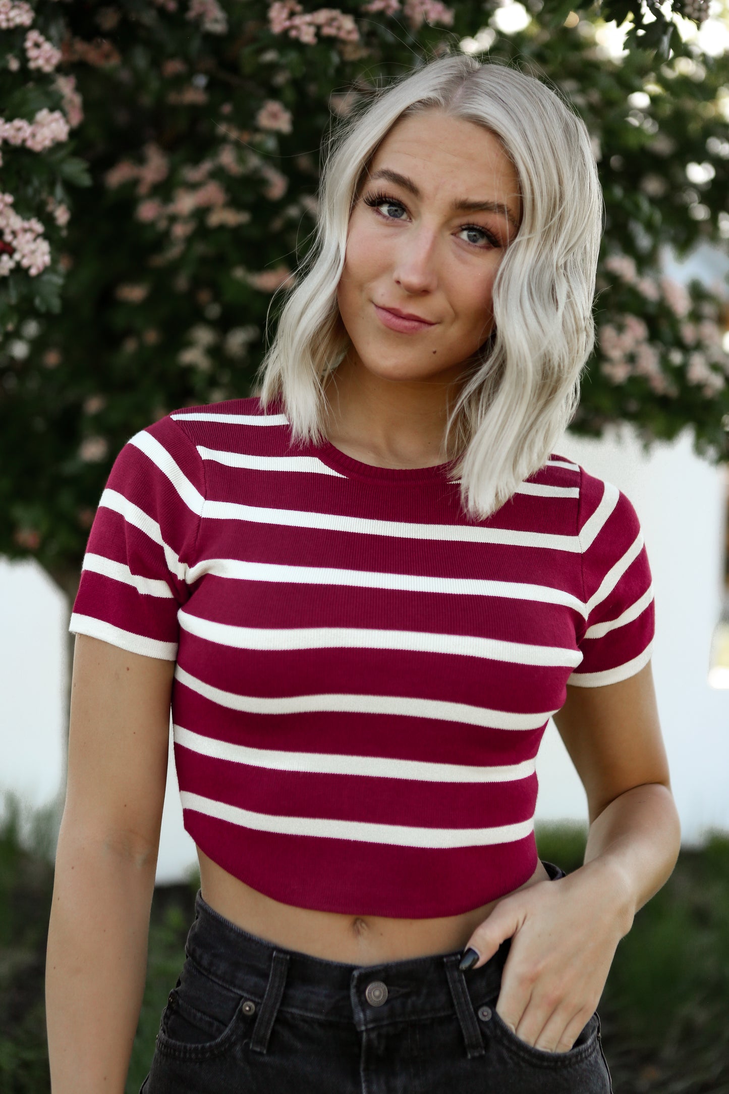 Ruby Striped Tee - Red