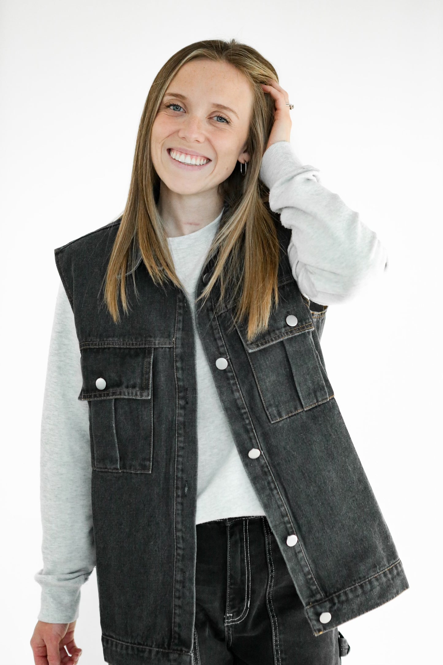 Logan Denim Vest - Black