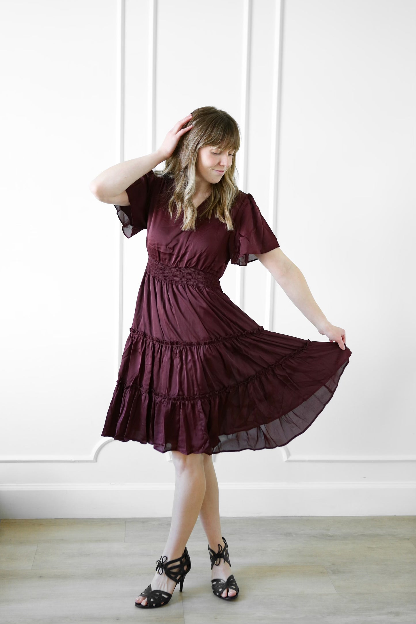 Cressida Tiered Dress - Wine