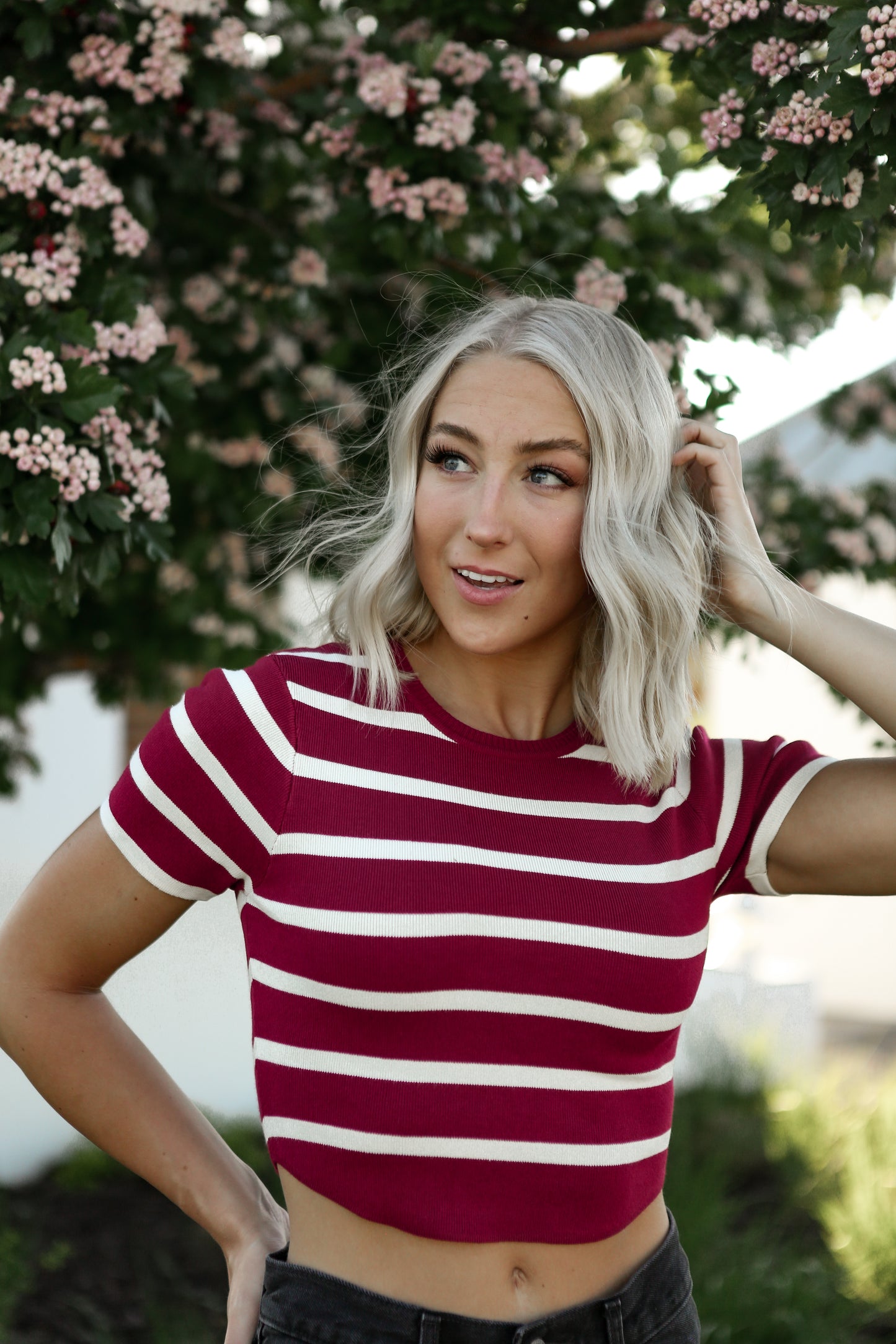 Ruby Striped Tee - Red