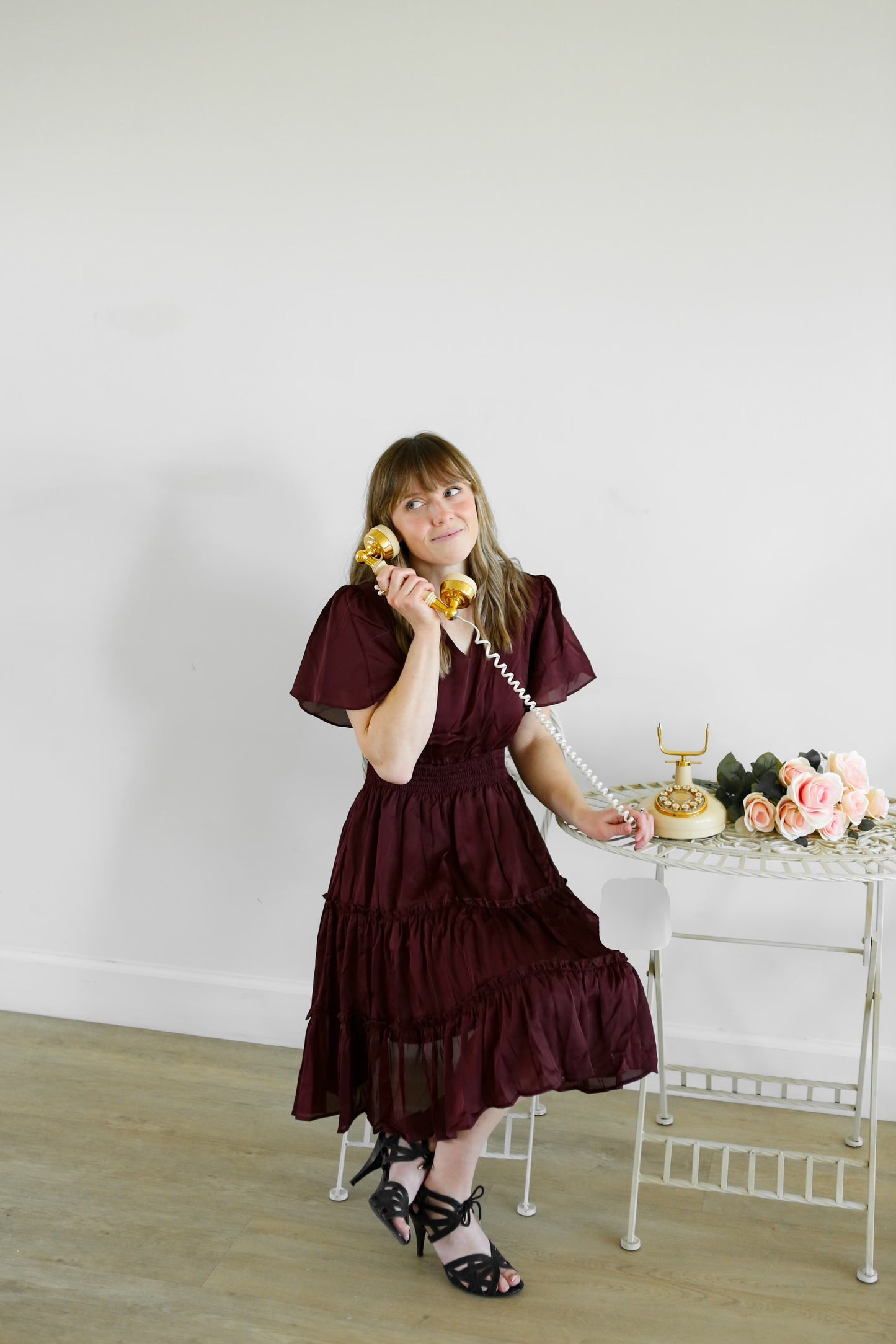 Cressida Tiered Dress - Wine