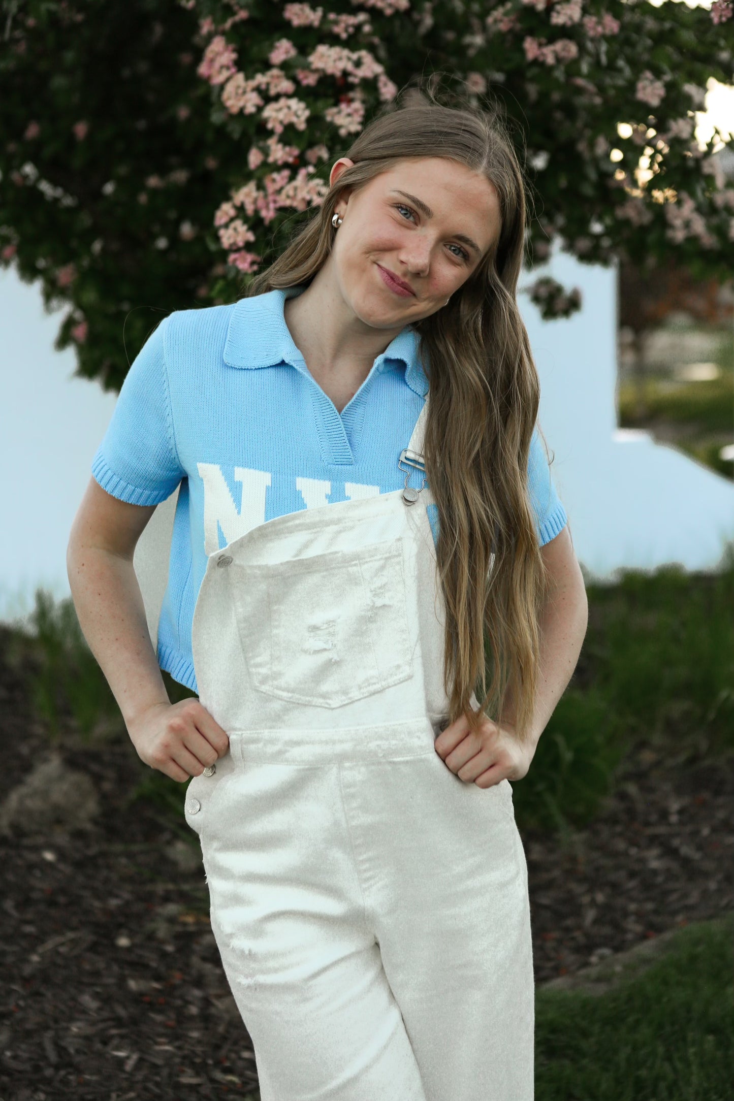 Nora Denim Overalls - White