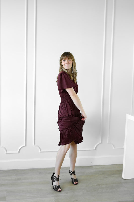 Cressida Tiered Dress - Wine