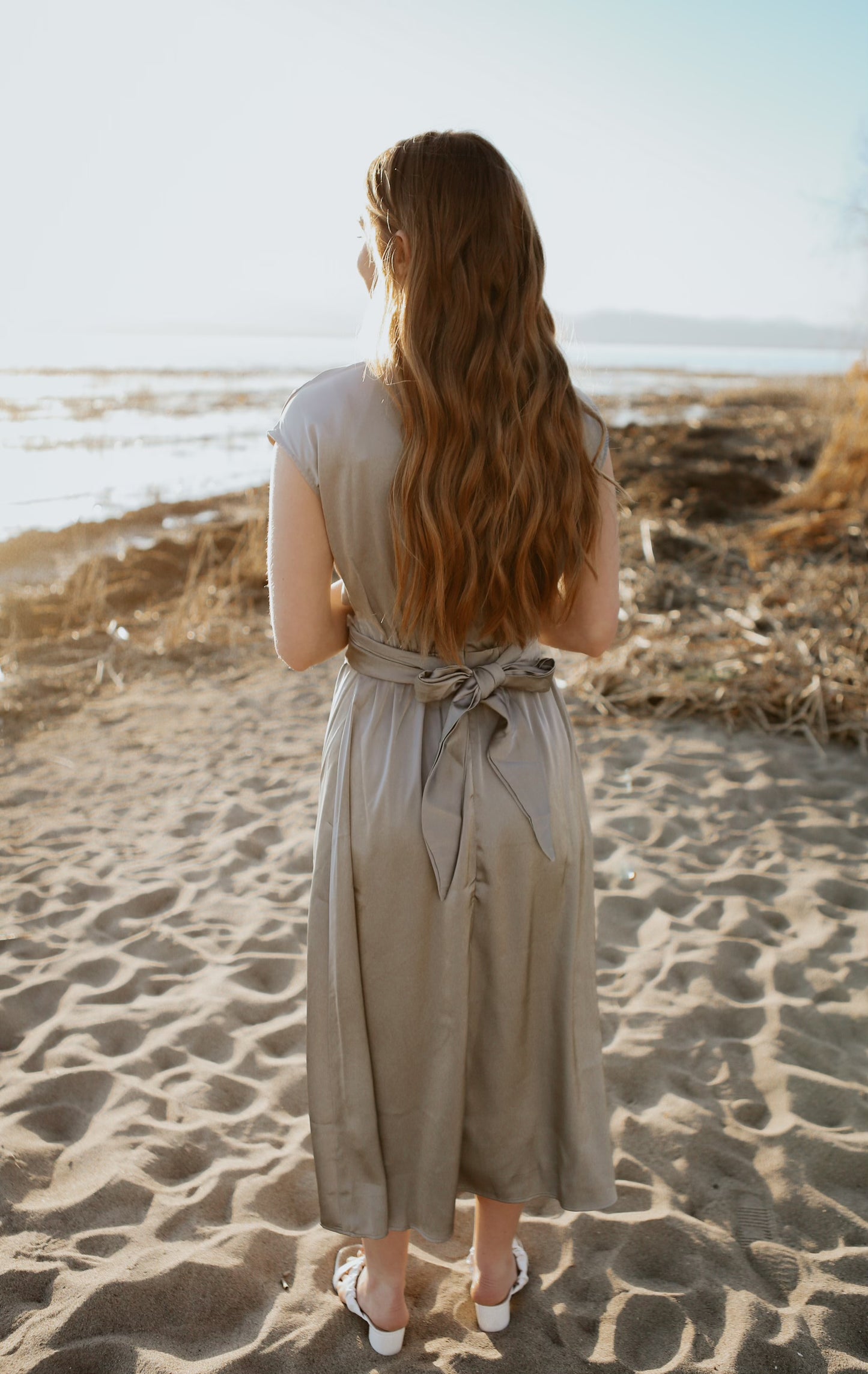 Paris Satin Dress - Blue
