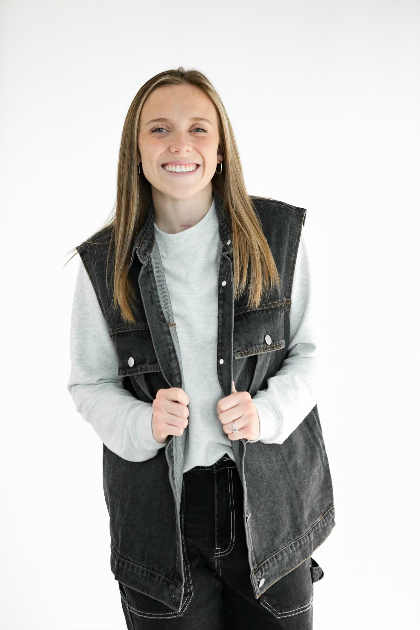 Logan Denim Vest - Black