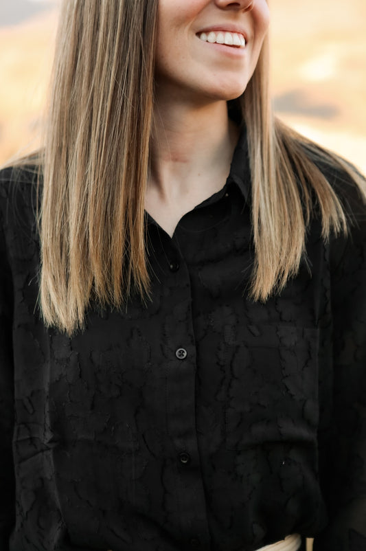 Marlee Sheer Button Up - Black