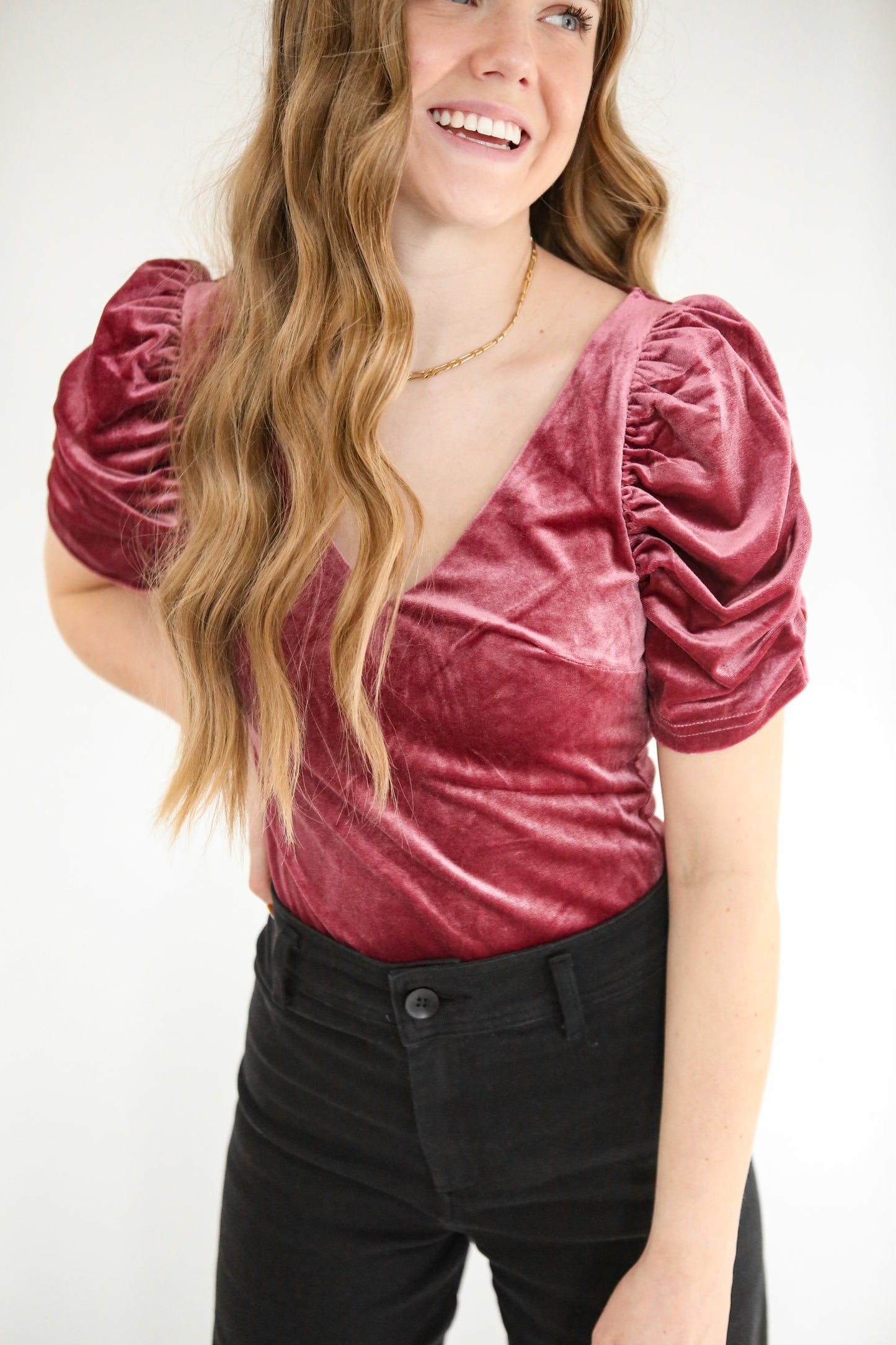 Celine Velvet Bodysuit - Magenta
