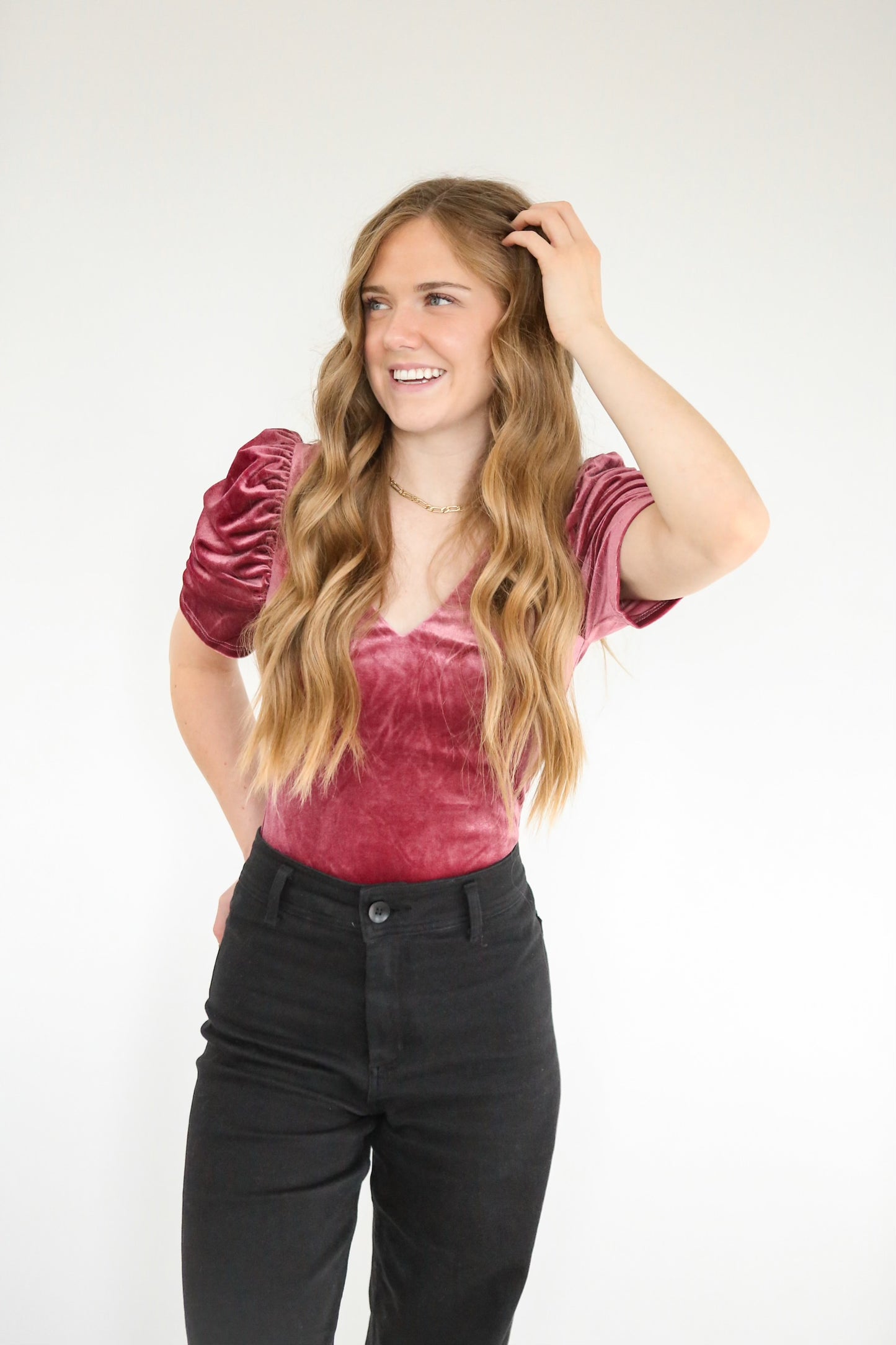 Celine Velvet Bodysuit - Magenta