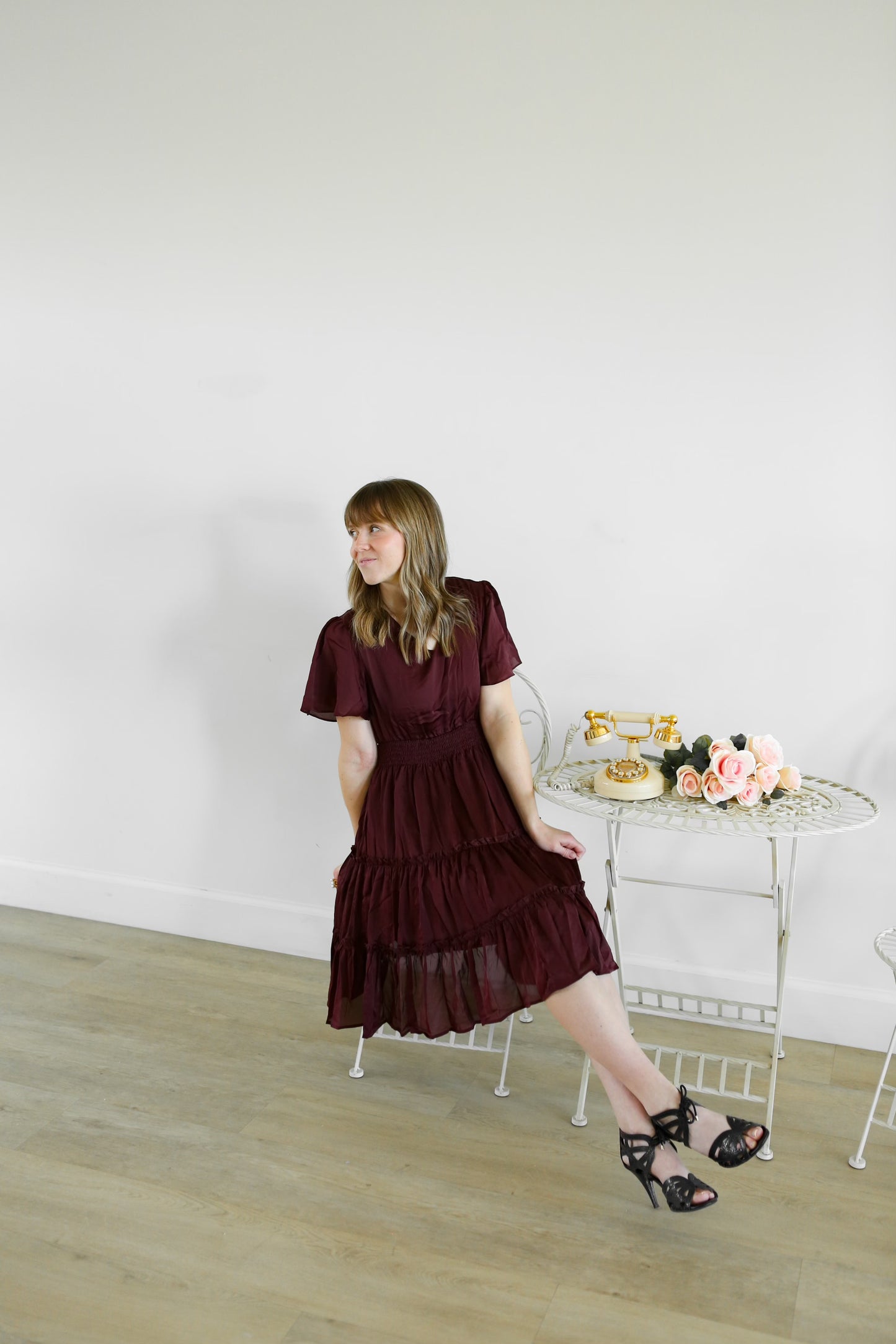 Cressida Tiered Dress - Wine