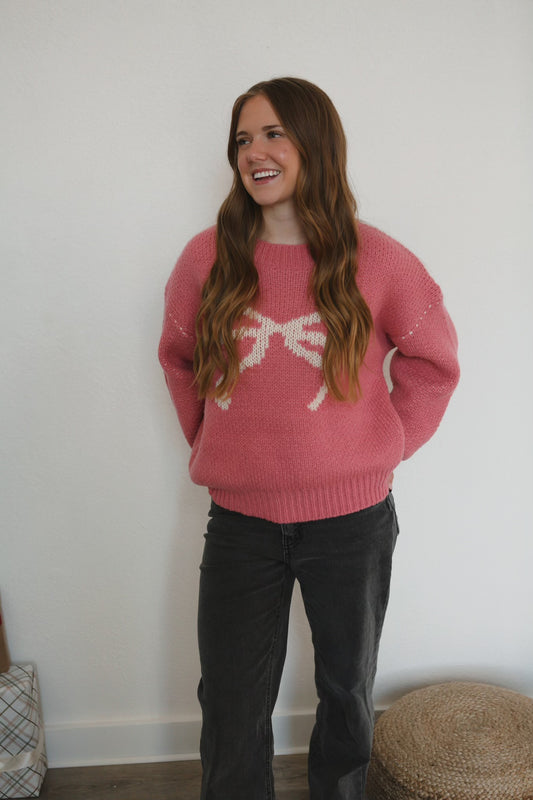 Lyla Bow Sweater - Pink
