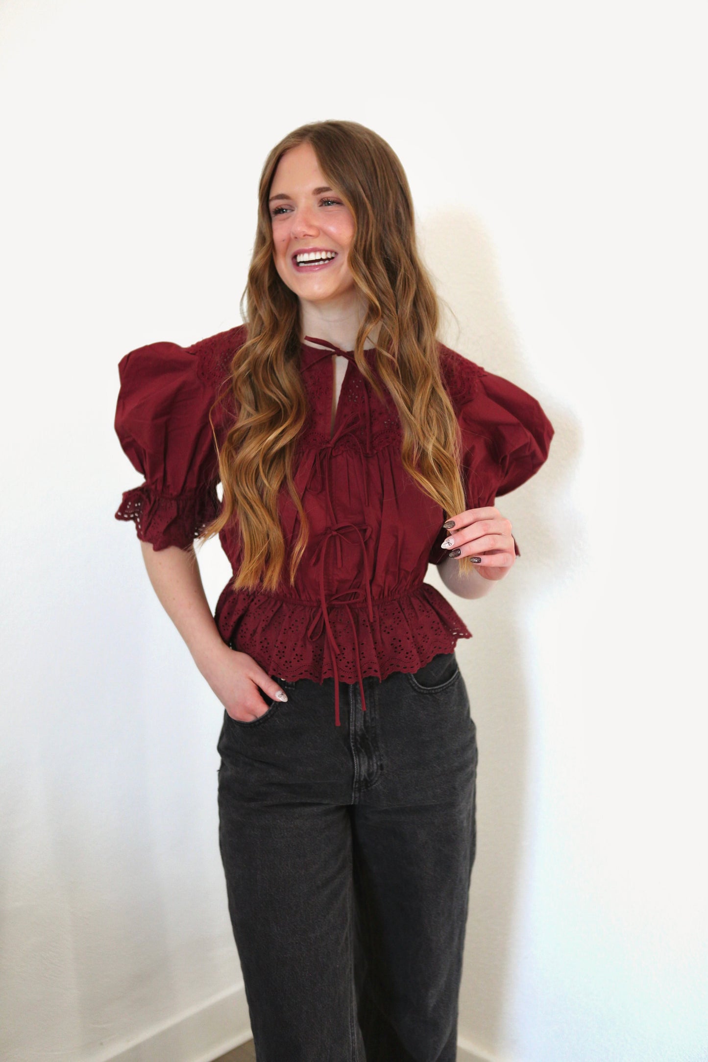 Savannah Top - Burgundy
