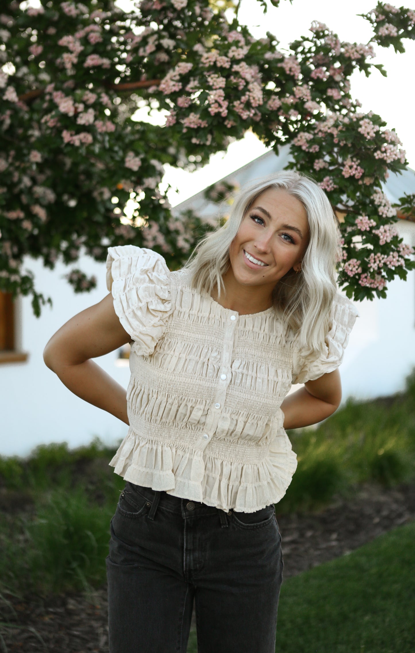 Melanie Textured Top - Beige