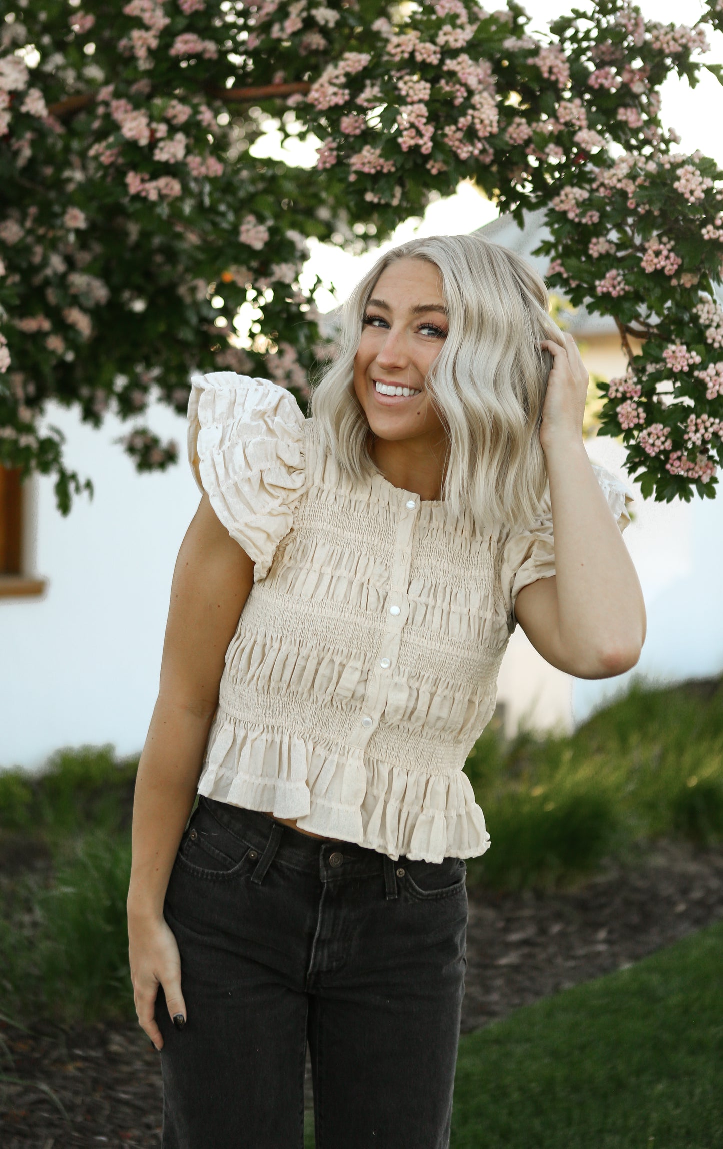 Melanie Textured Top - Beige