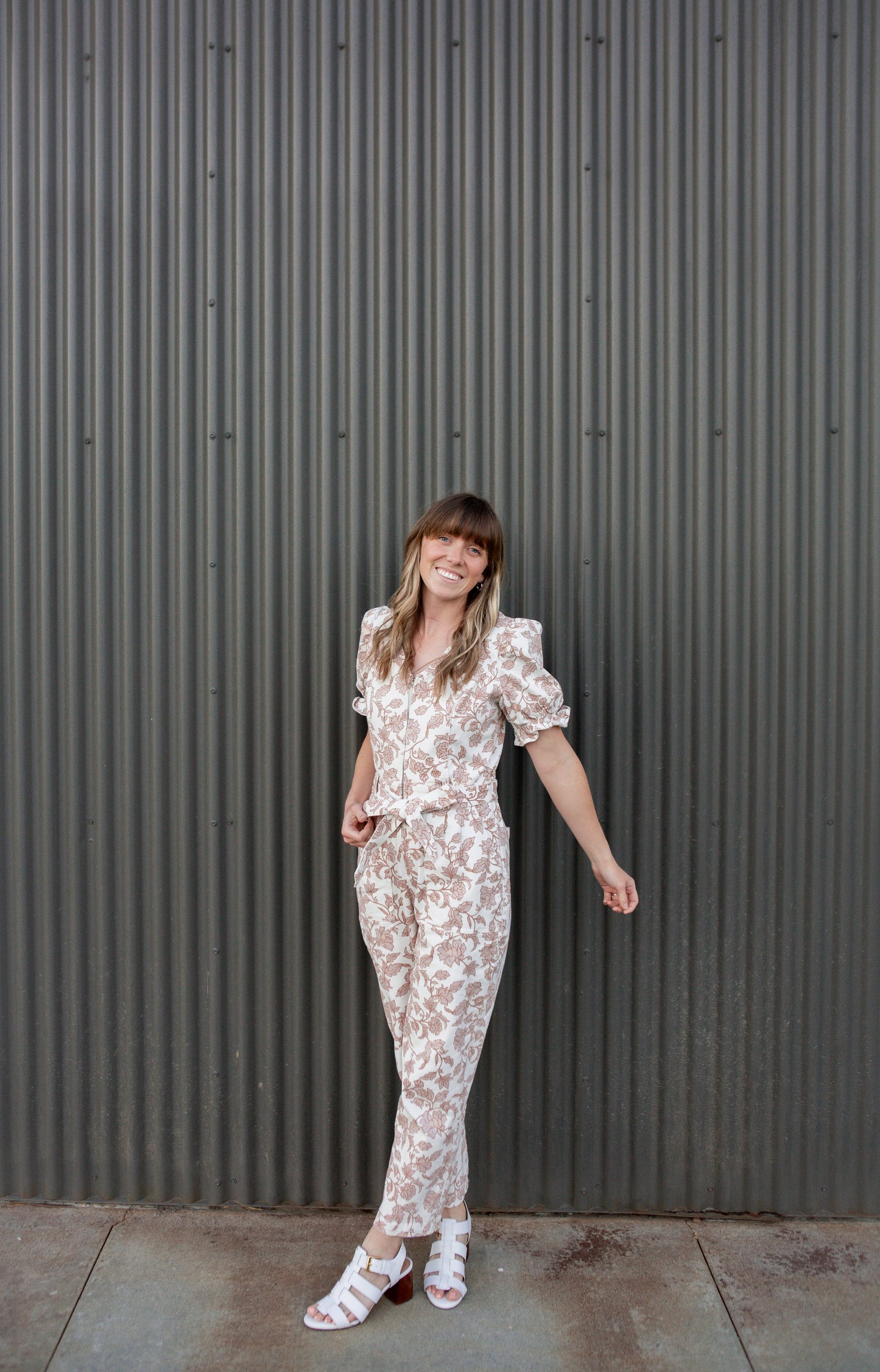 Lainey Jumpsuit - Mauve/White
