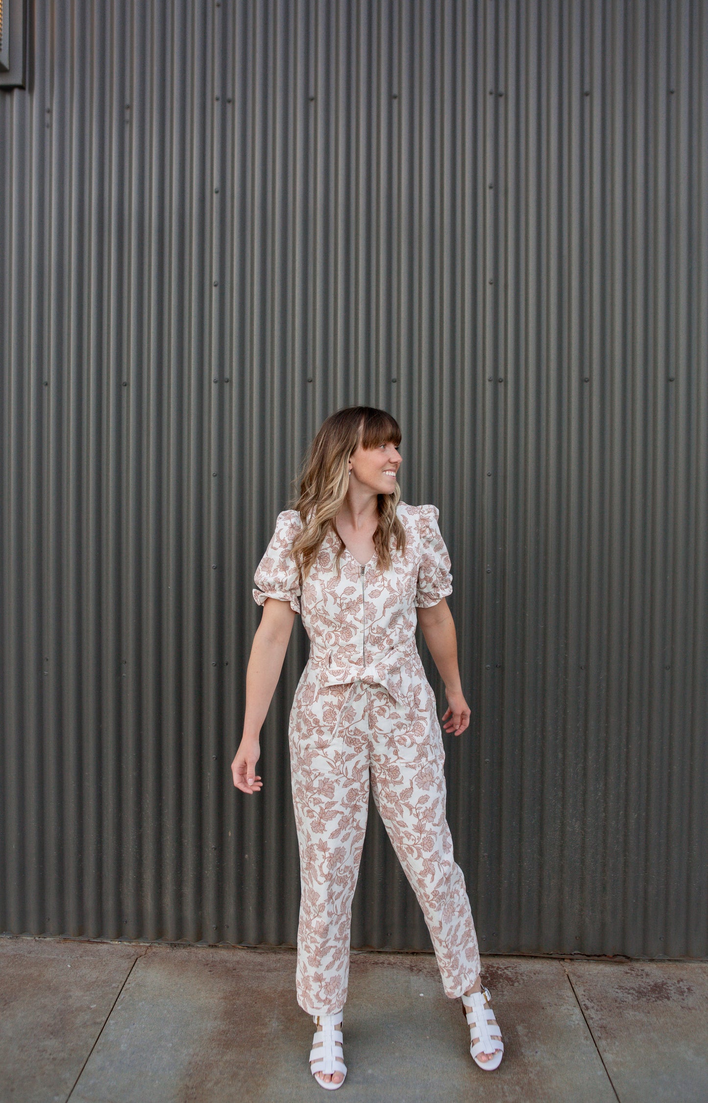 Lainey Jumpsuit - Mauve/White