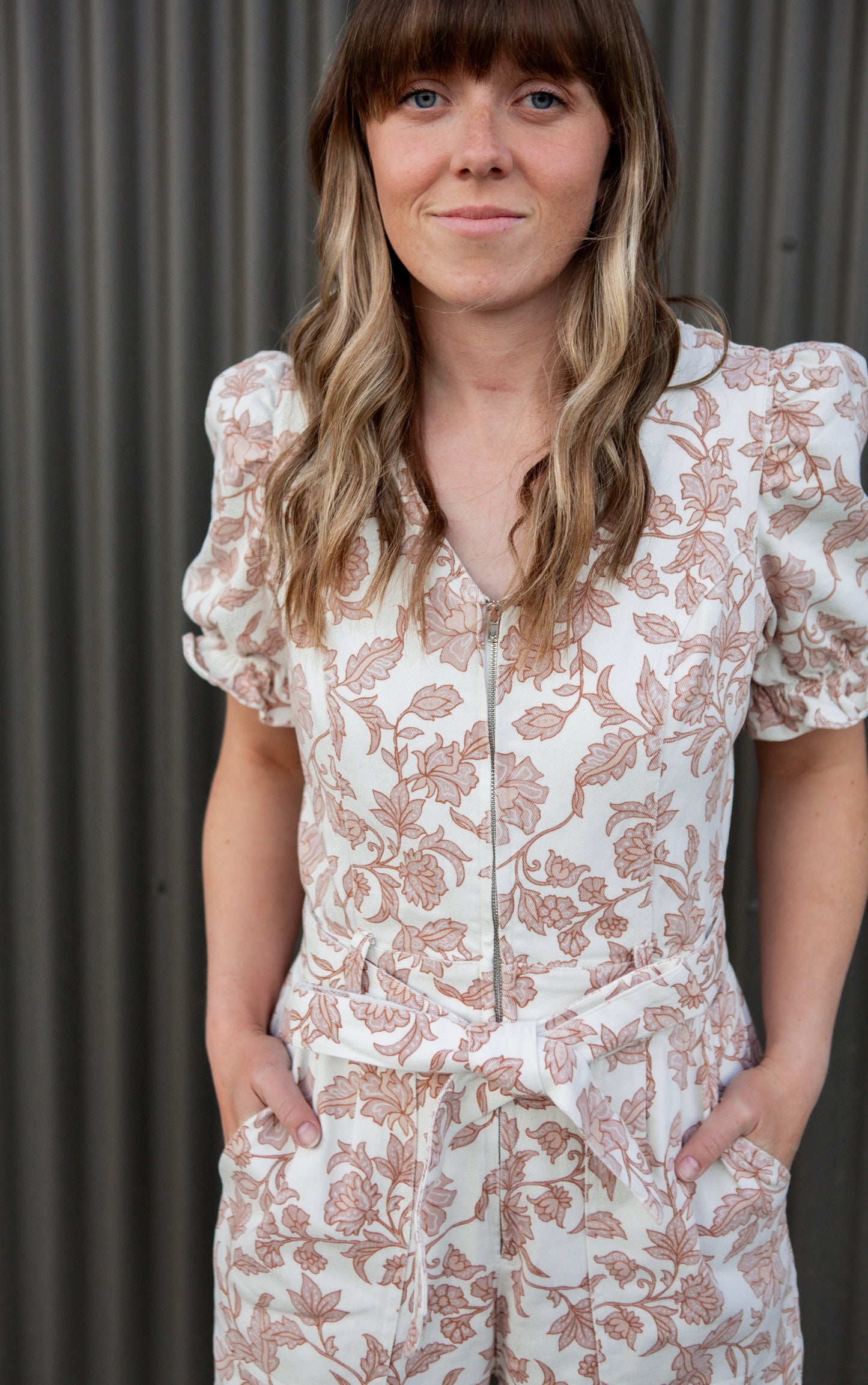 Lainey Jumpsuit - Mauve/White