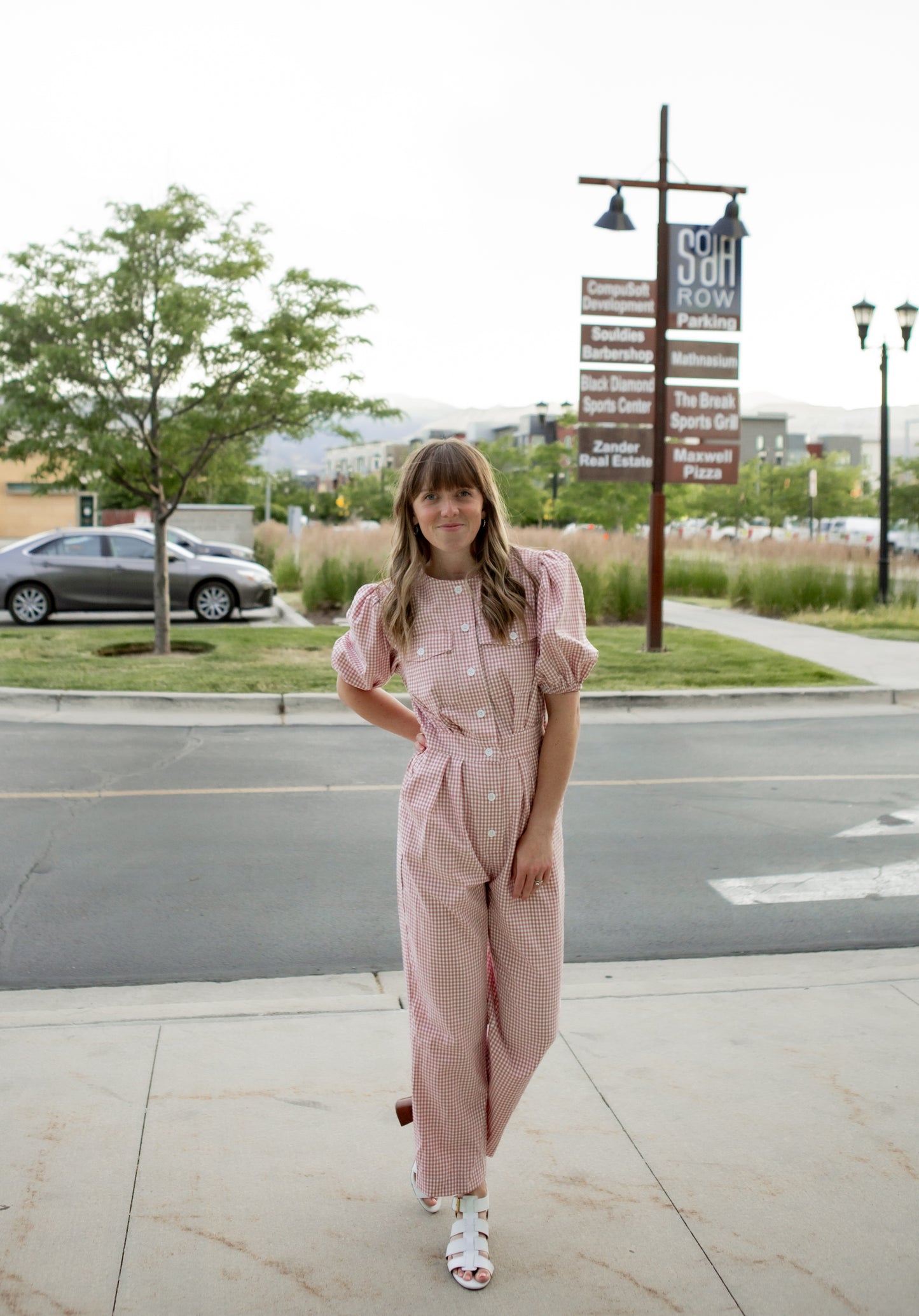 Hattie Gingham Jumpsuit - Pink