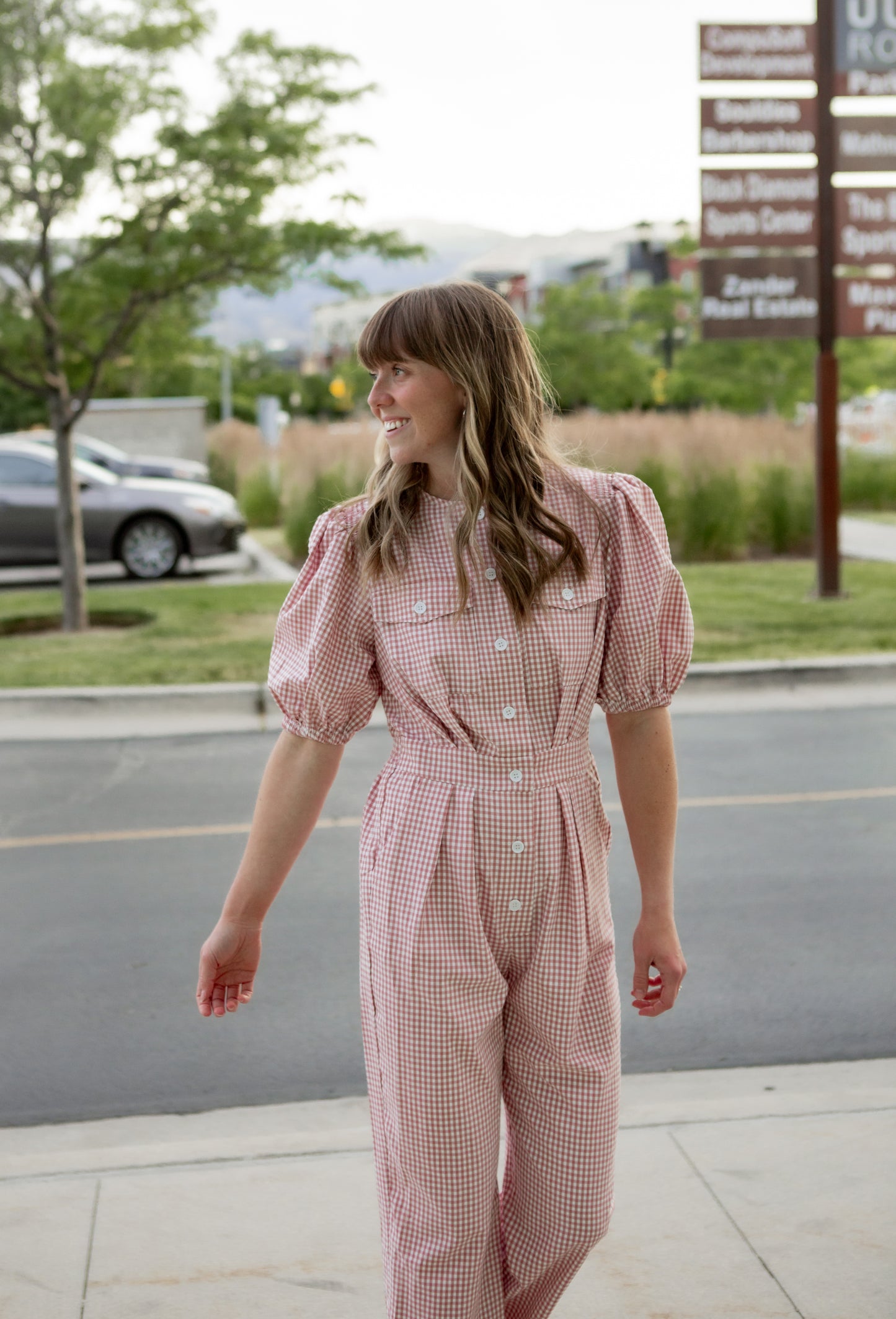 Hattie Gingham Jumpsuit - Pink