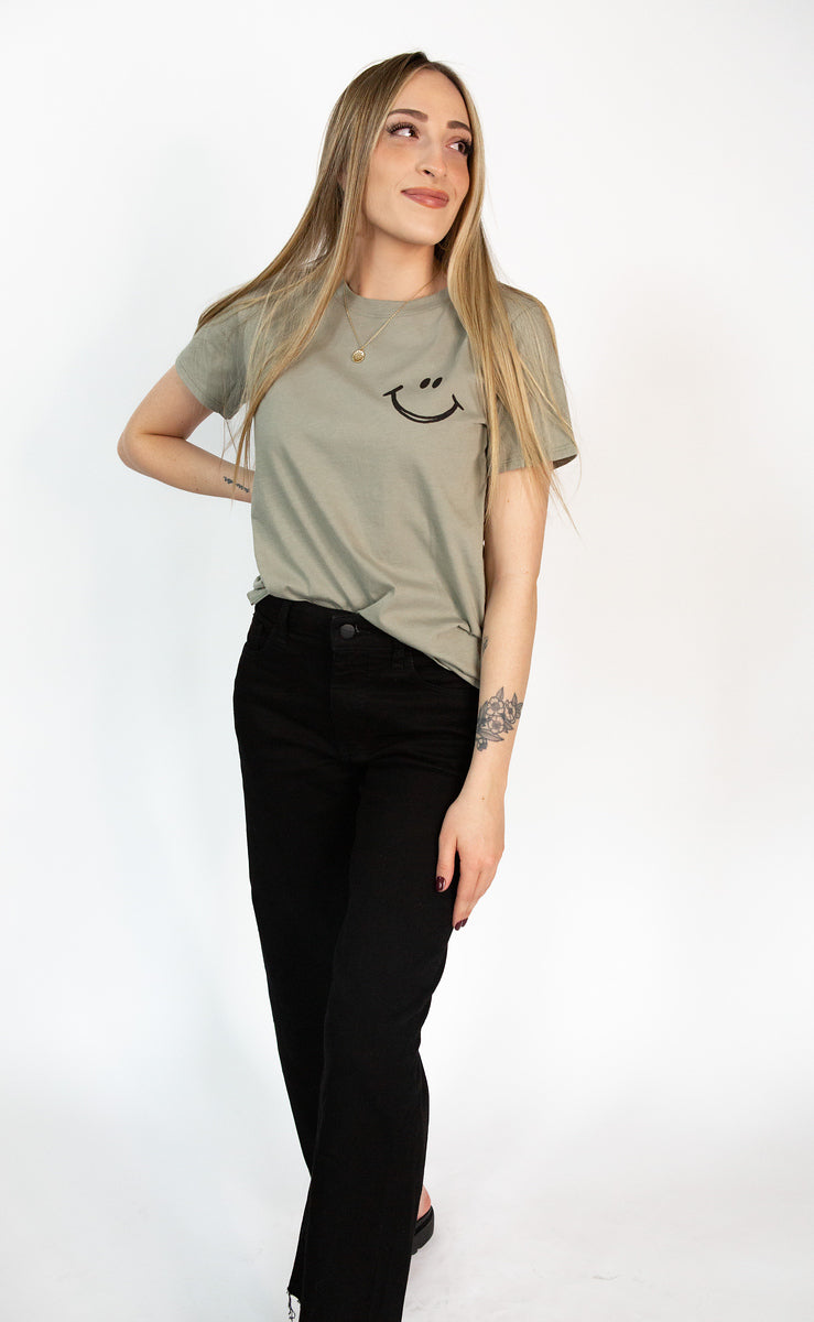 Keep Smiling Tee - Sage
