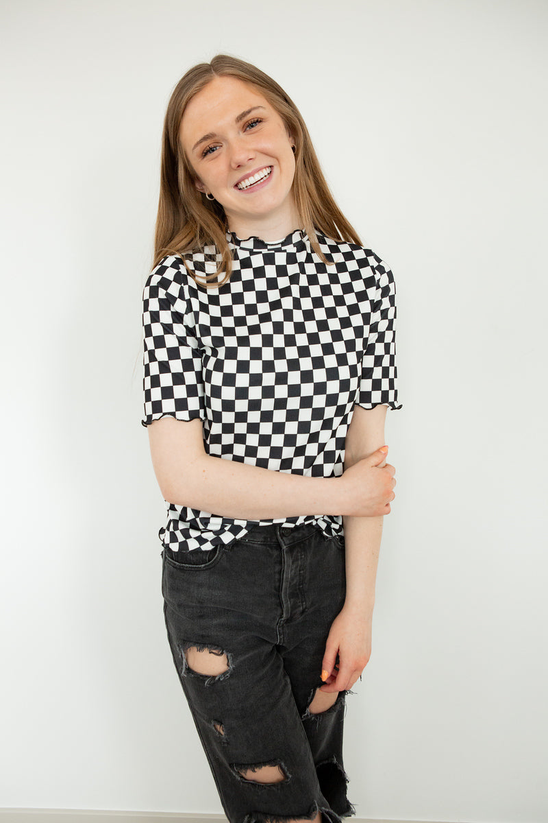 Emerson Checkered Top - Black