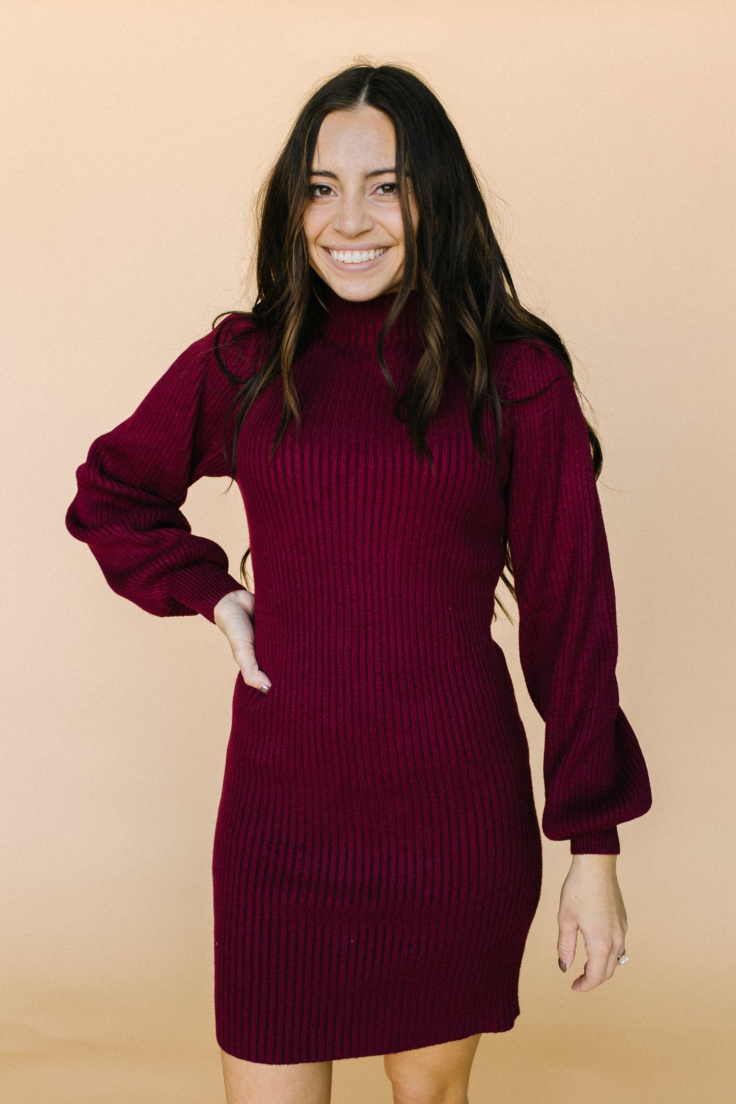 Talia Sweater Dress - Wine