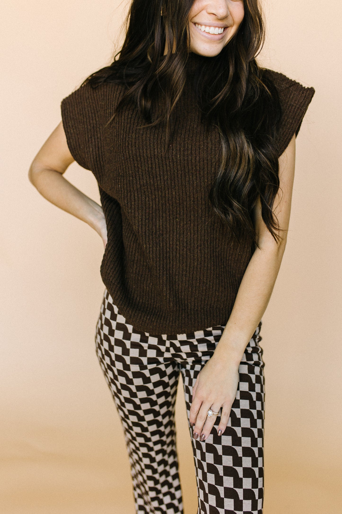 Camryn Sweater Vest - Brown
