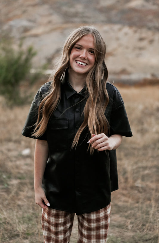 Hudson Leather Top - Black