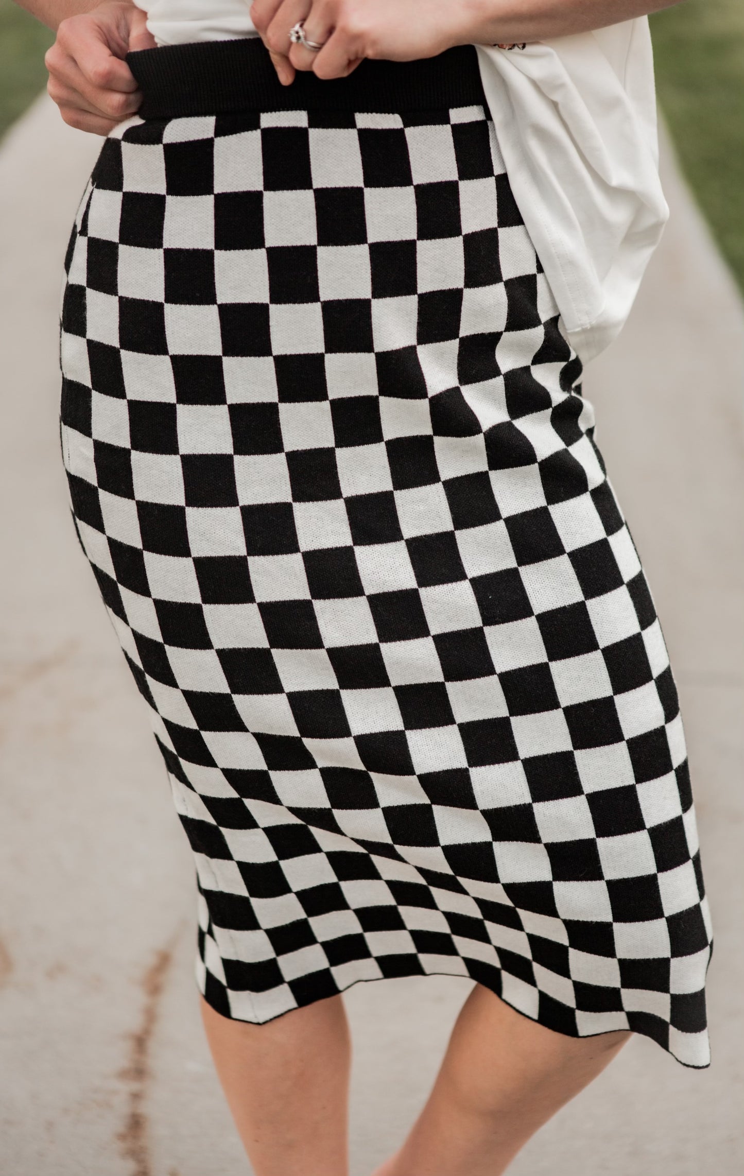 Lyla Checkered Skirt- Black/White