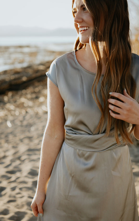 Paris Satin Dress - Blue