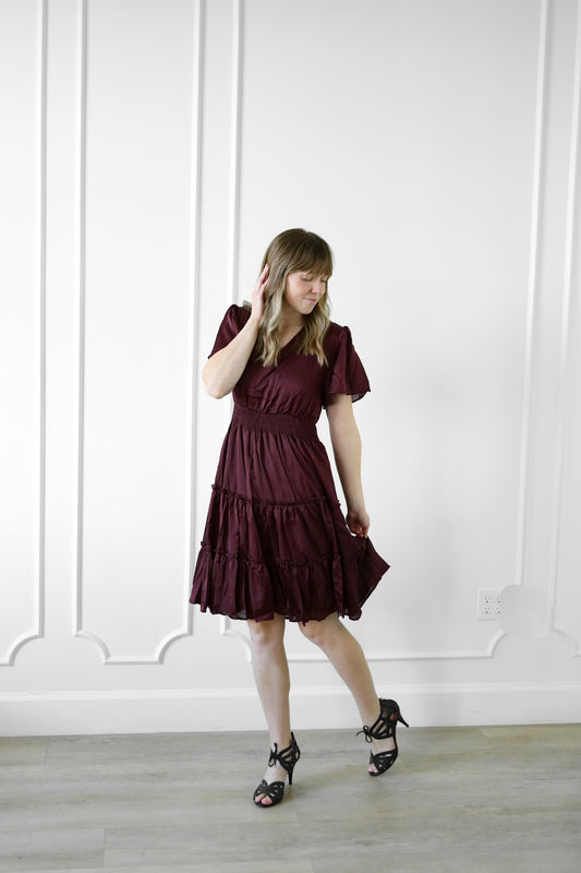 Cressida Tiered Dress - Wine