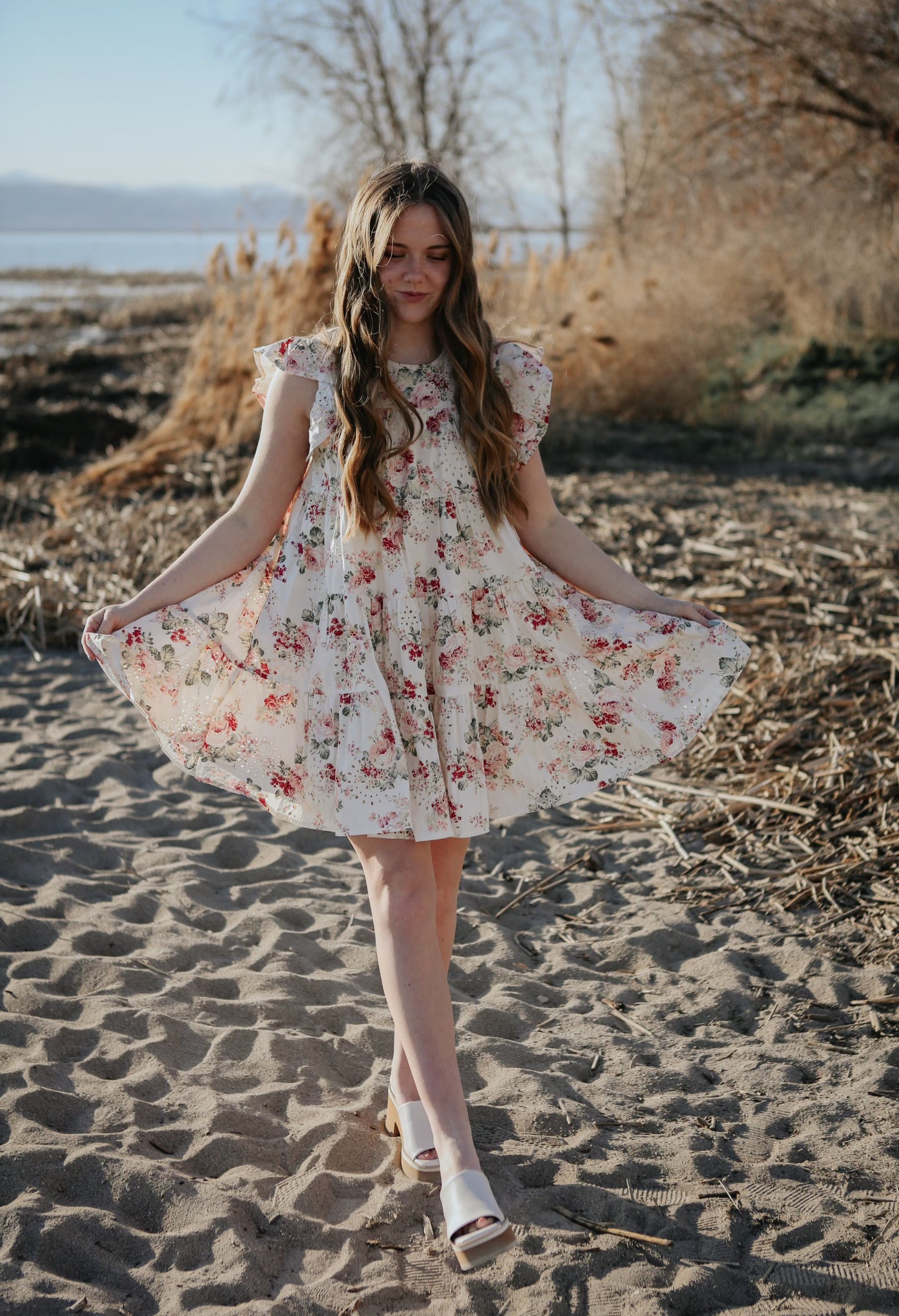 Millie Floral Dress - Natural