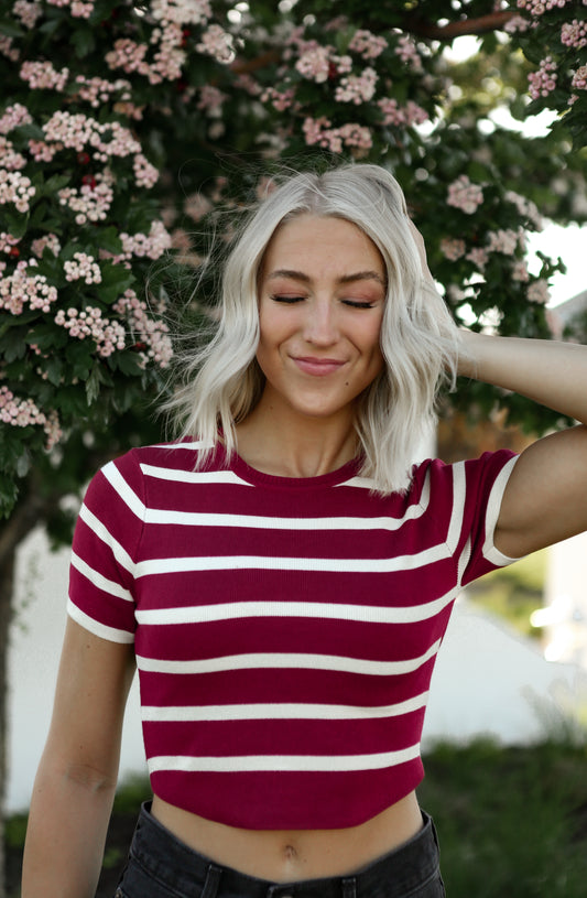 Ruby Striped Tee - Red