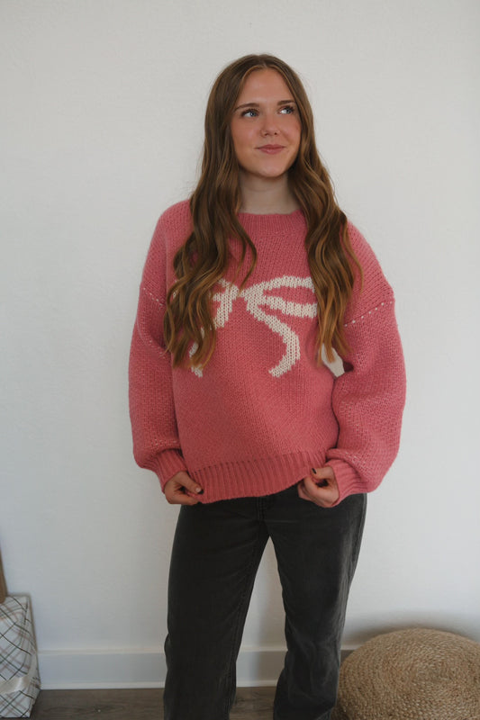 Lyla Bow Sweater - Pink