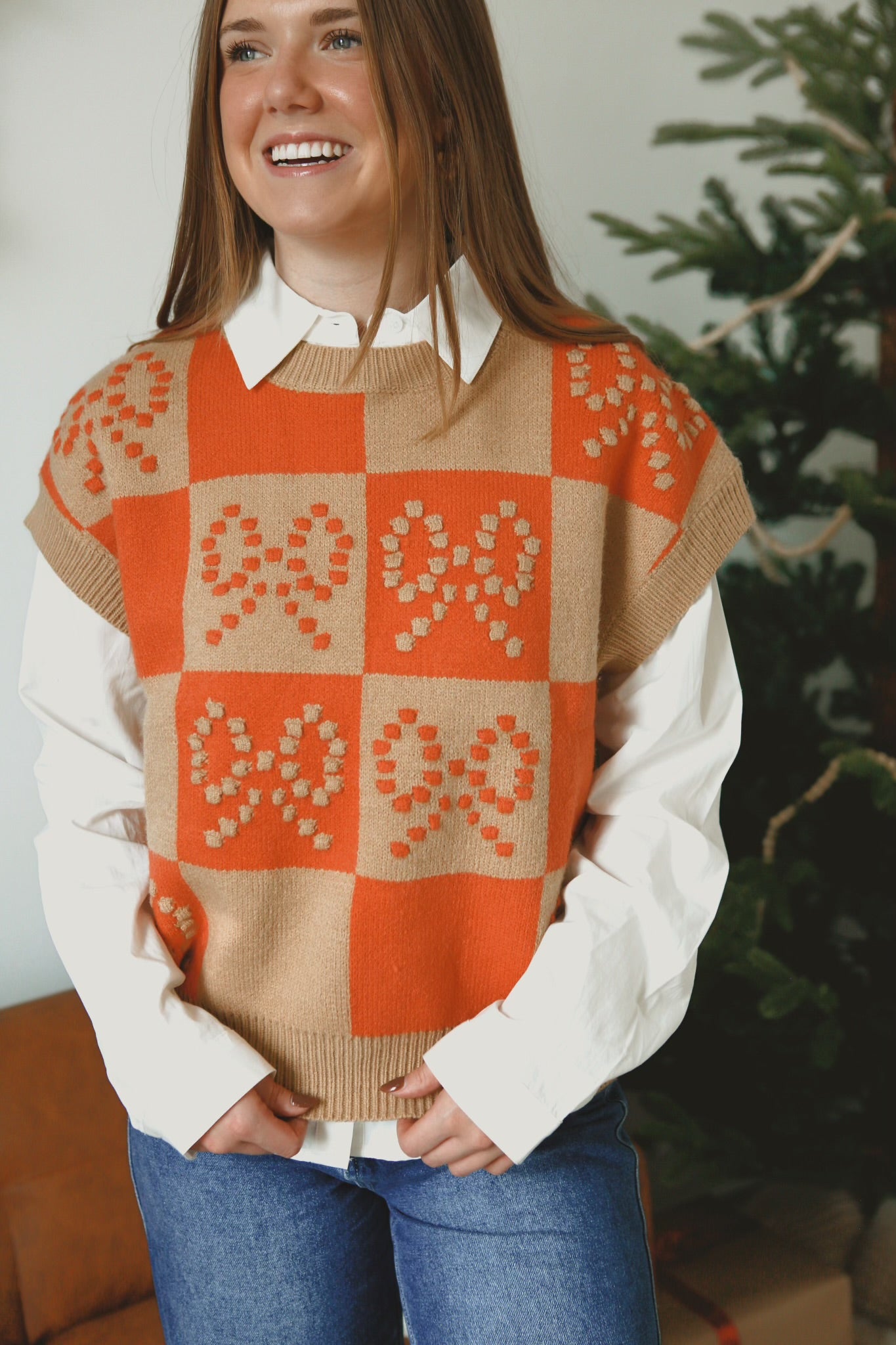 Sawyer Vest - Orange/Tan