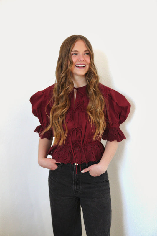 Savannah Top - Burgundy