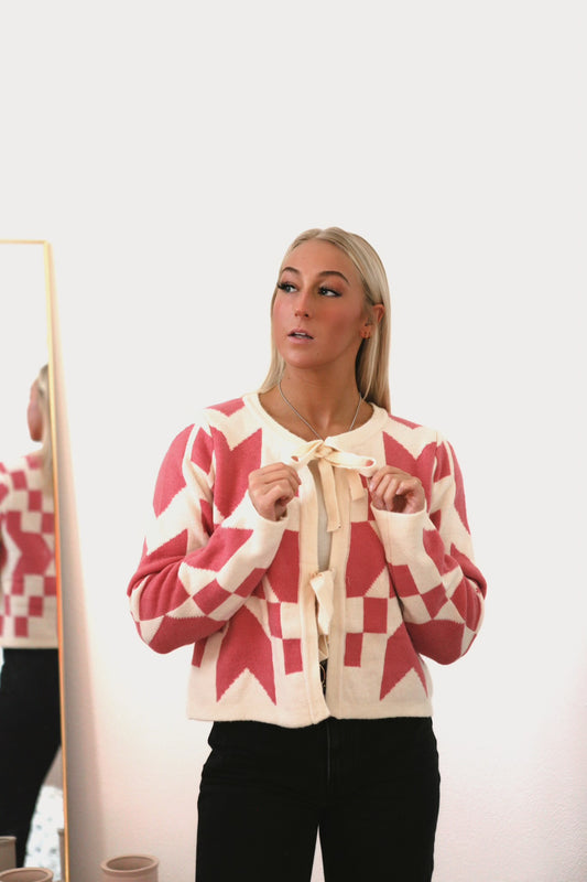 Francesca Cardigan - Pink/Cream