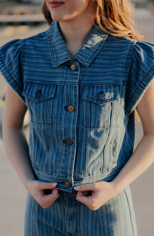 Virginia Denim Top - Medium Wash