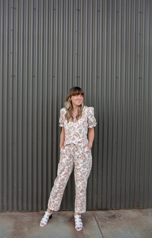 Lainey Jumpsuit - Mauve/White