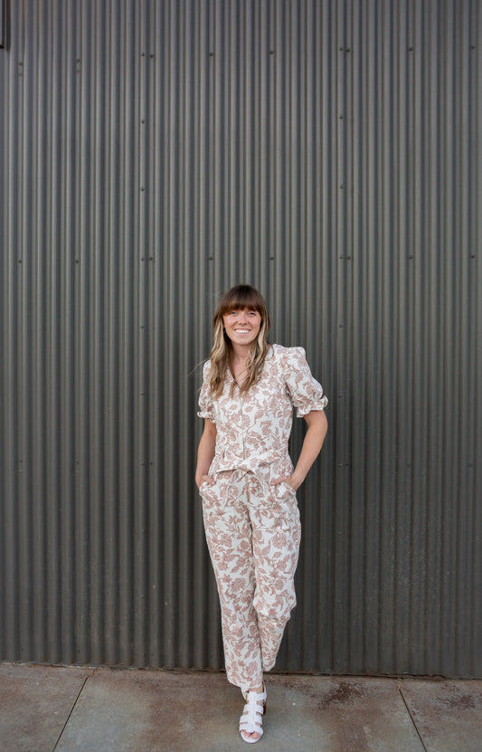 Lainey Jumpsuit - Mauve/White