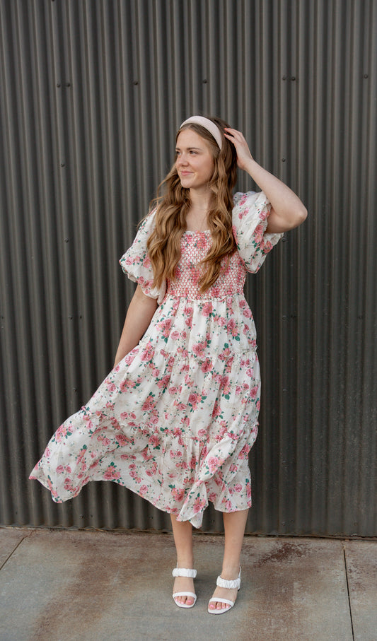 Ivy Dress - Pink/Cream