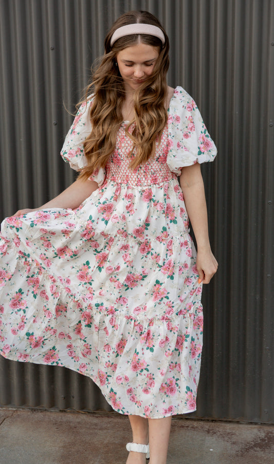 Ivy Dress - Pink/Cream