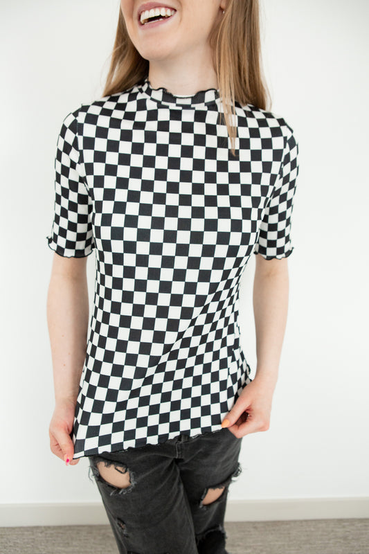 Emerson Checkered Top - Black