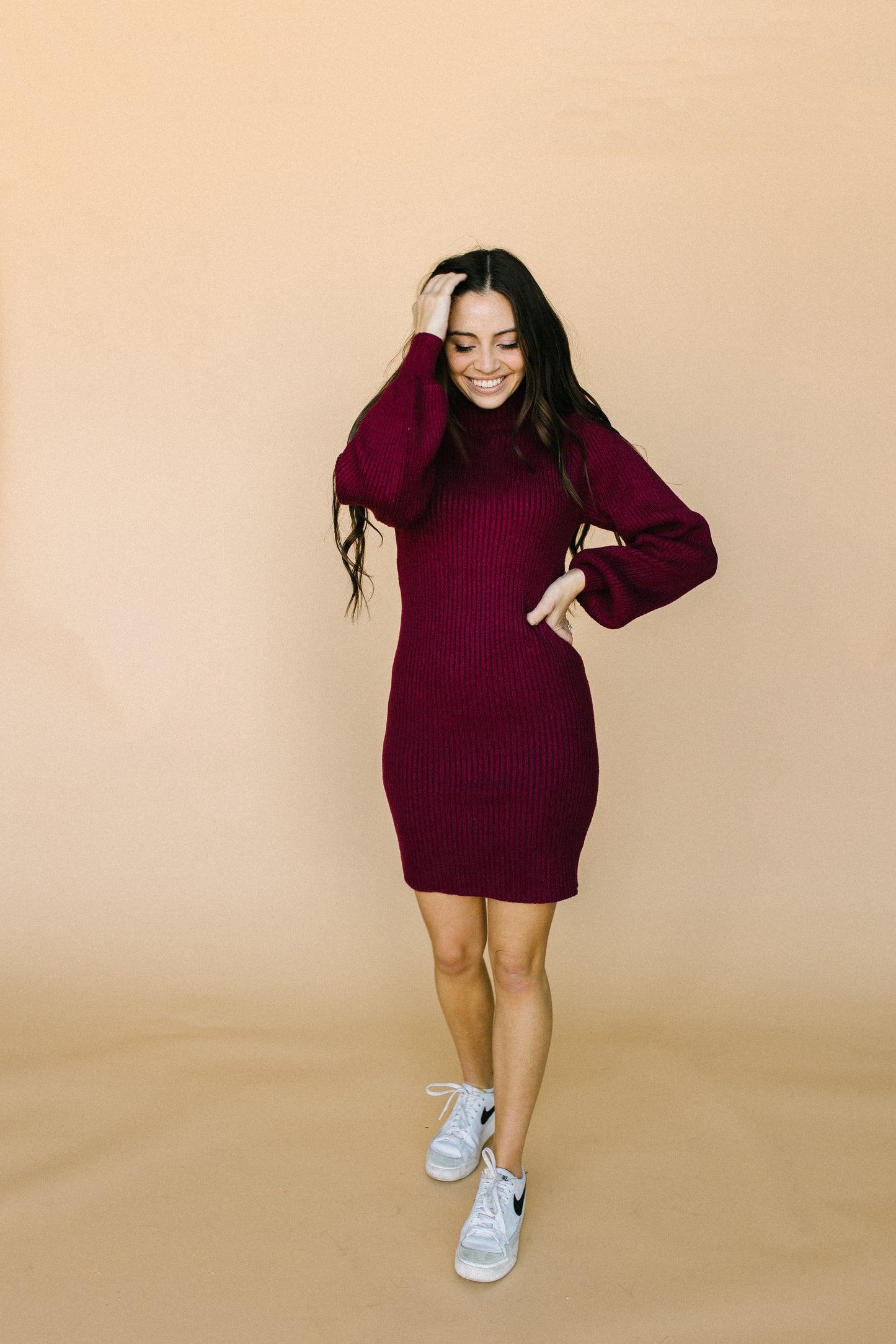 Talia Sweater Dress - Wine