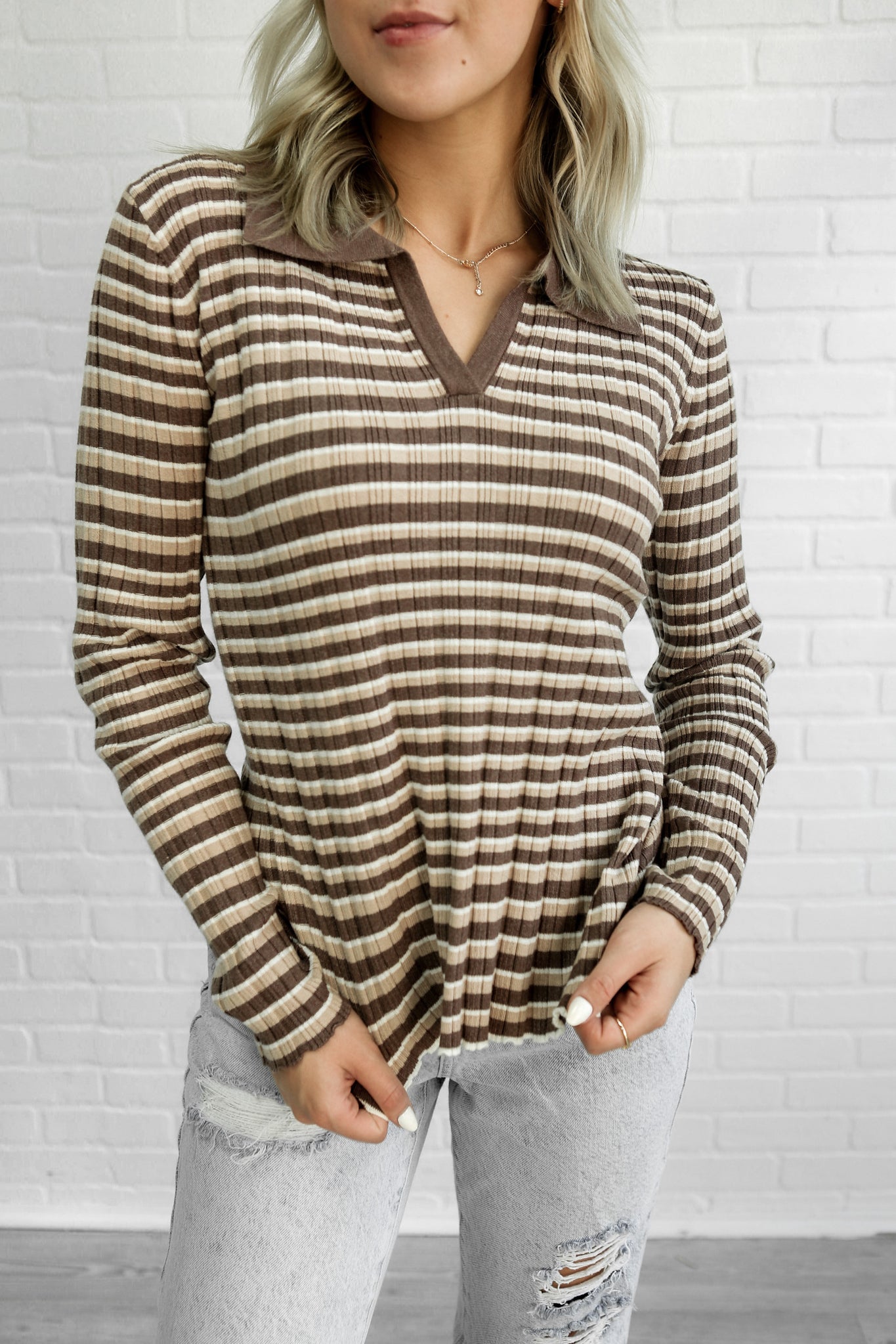 Boston Striped Sweater - Brown Multi